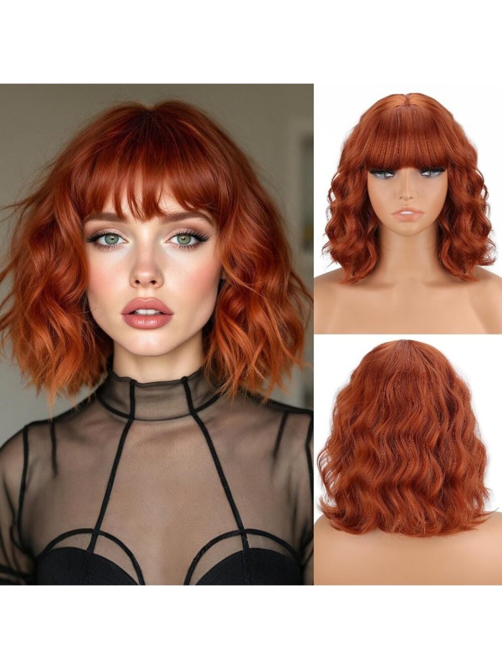 Women's Orange Wavy Heat-Resistant Synthetic Short Curly Ginger Wig